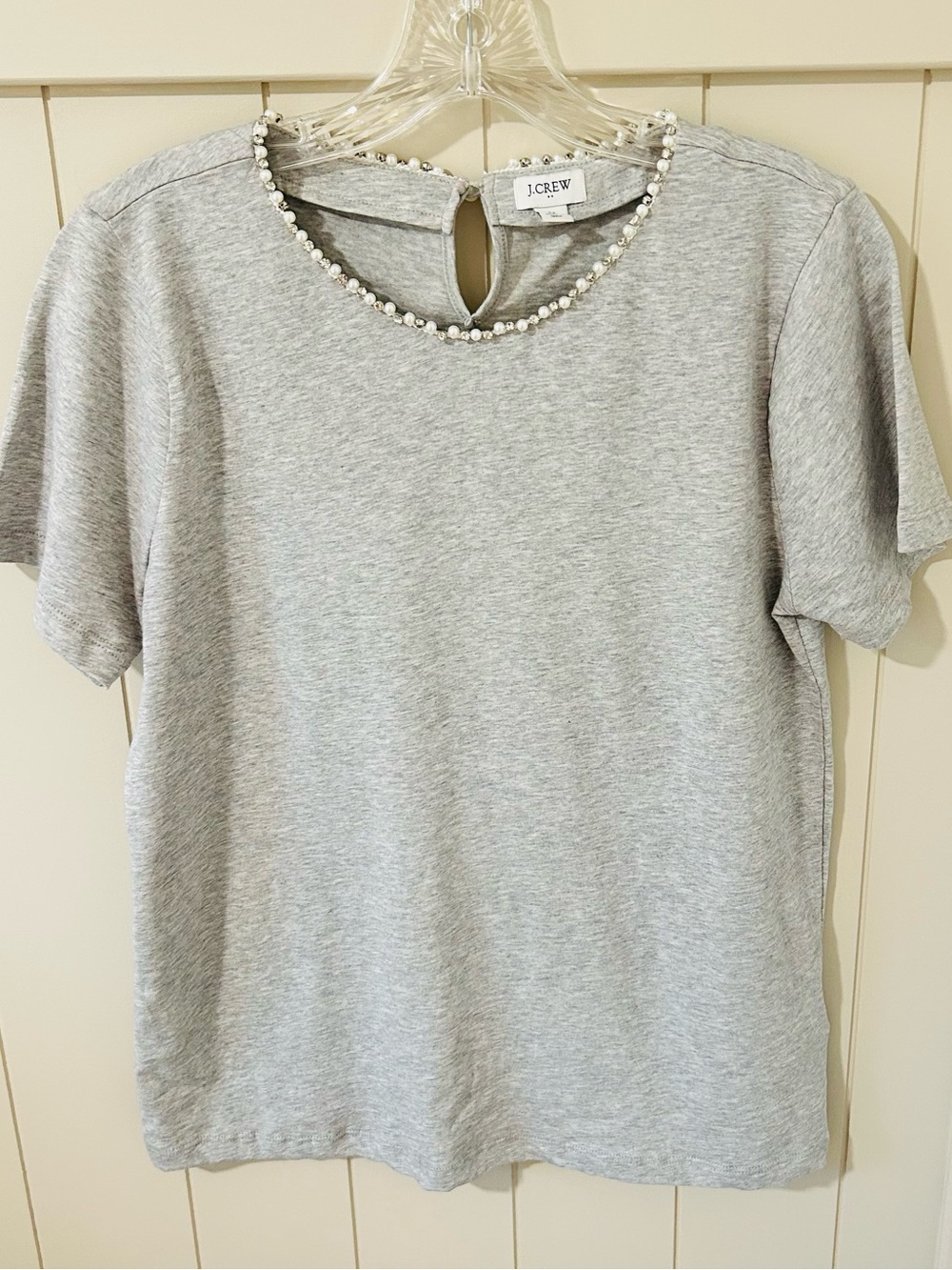 {J. Crew} Short-Sleeve Tee with Pearl Neckline